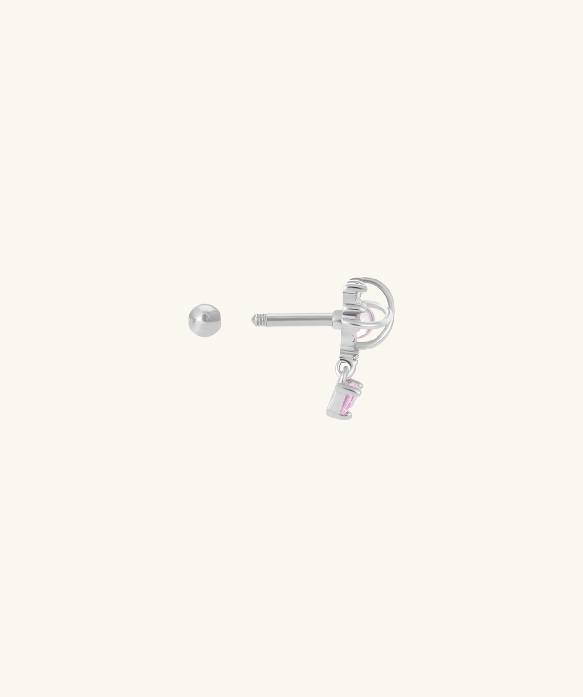 Planet Love Drop Stud - Stainless Steel - Upper Lobe, Helix, Flat - Oumo Jewelry
