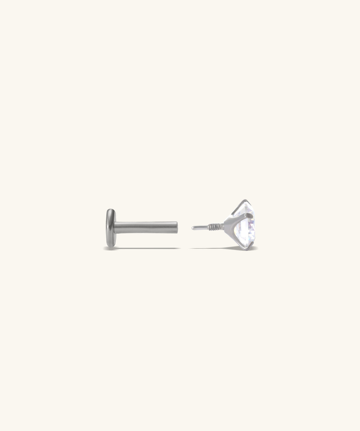 Titanium Gemstone Flatback Stud - Titanium - Helix, Forward Helix, Upper Lobe - Oumo Jewelry