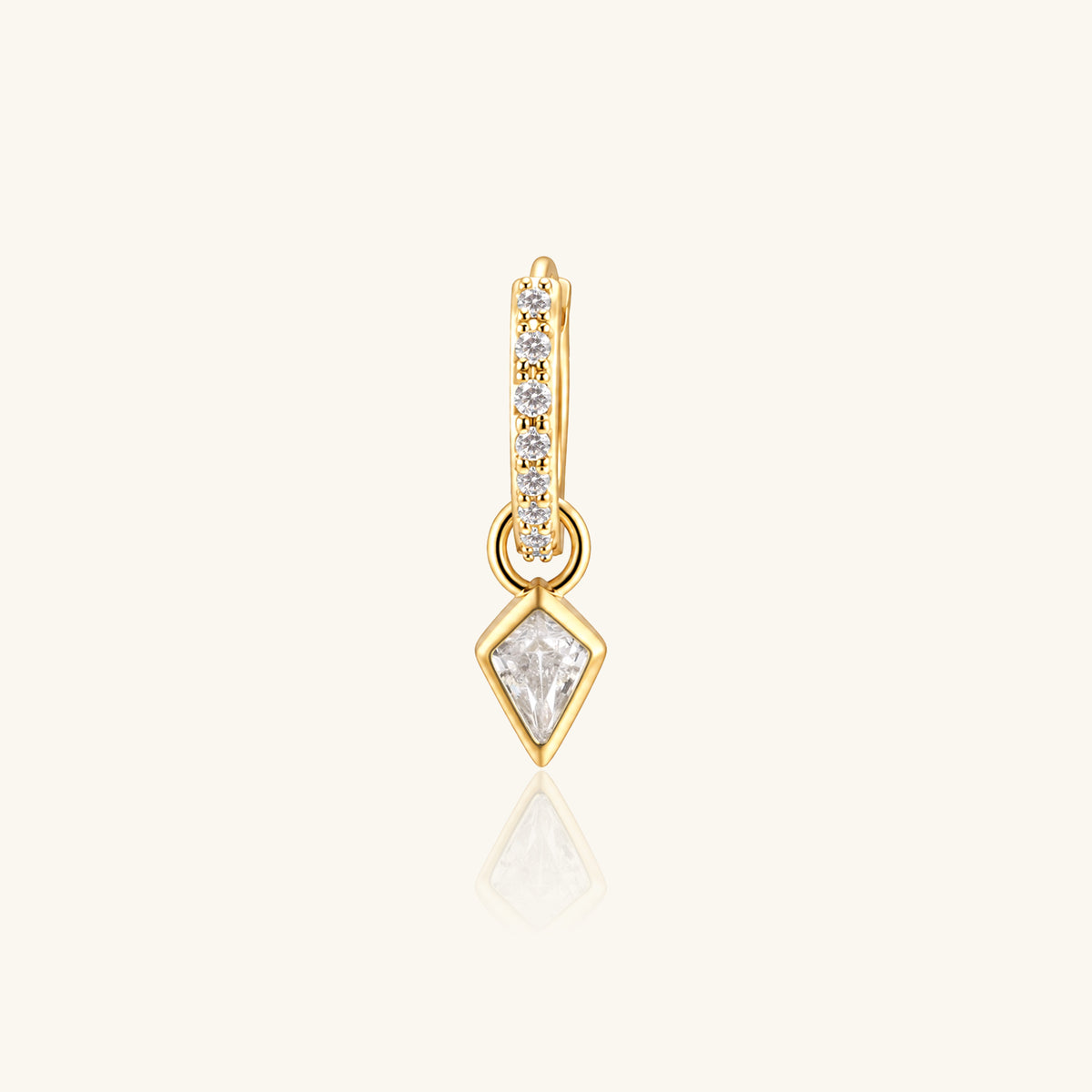 Etta Charm Drop Hoop - Brass - Lobe - Oumo Jewelry