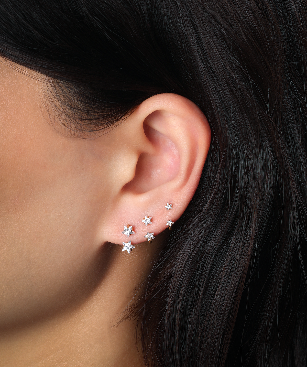 Stars Horseshoe Ring - Stainless Steel & Titanium - Upper Lobe, Helix, Forward Helix - Oumo Jewelry
