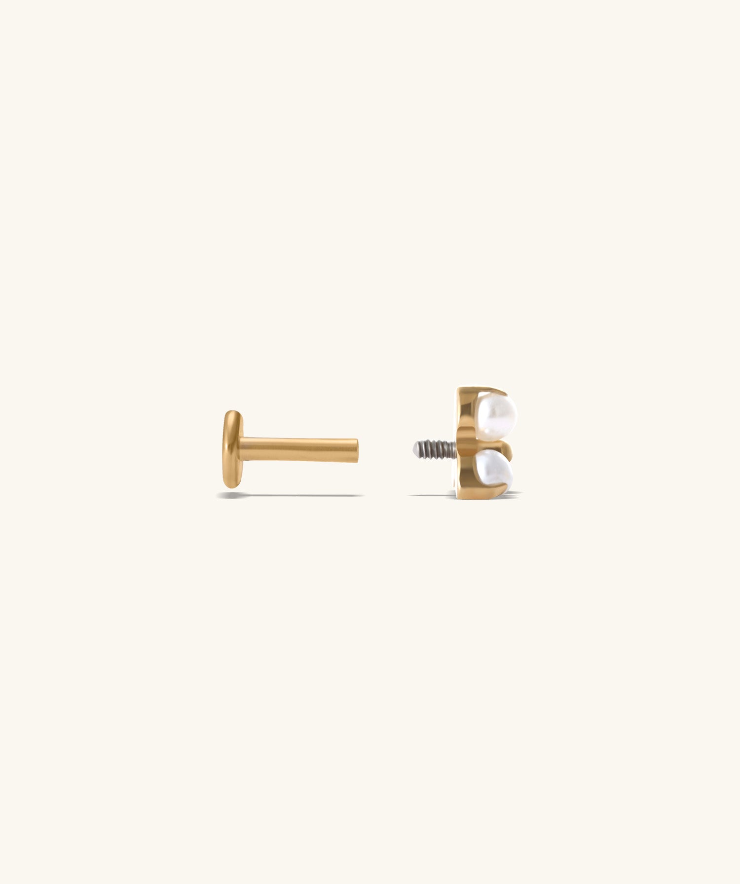Titanium Elegant Pearl Flatback Stud