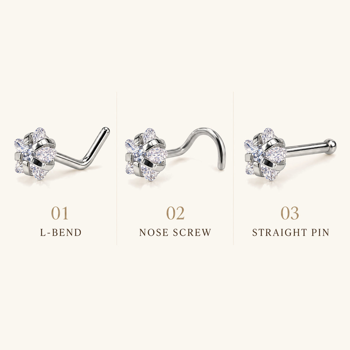 Titanium Star Nose Stud Set