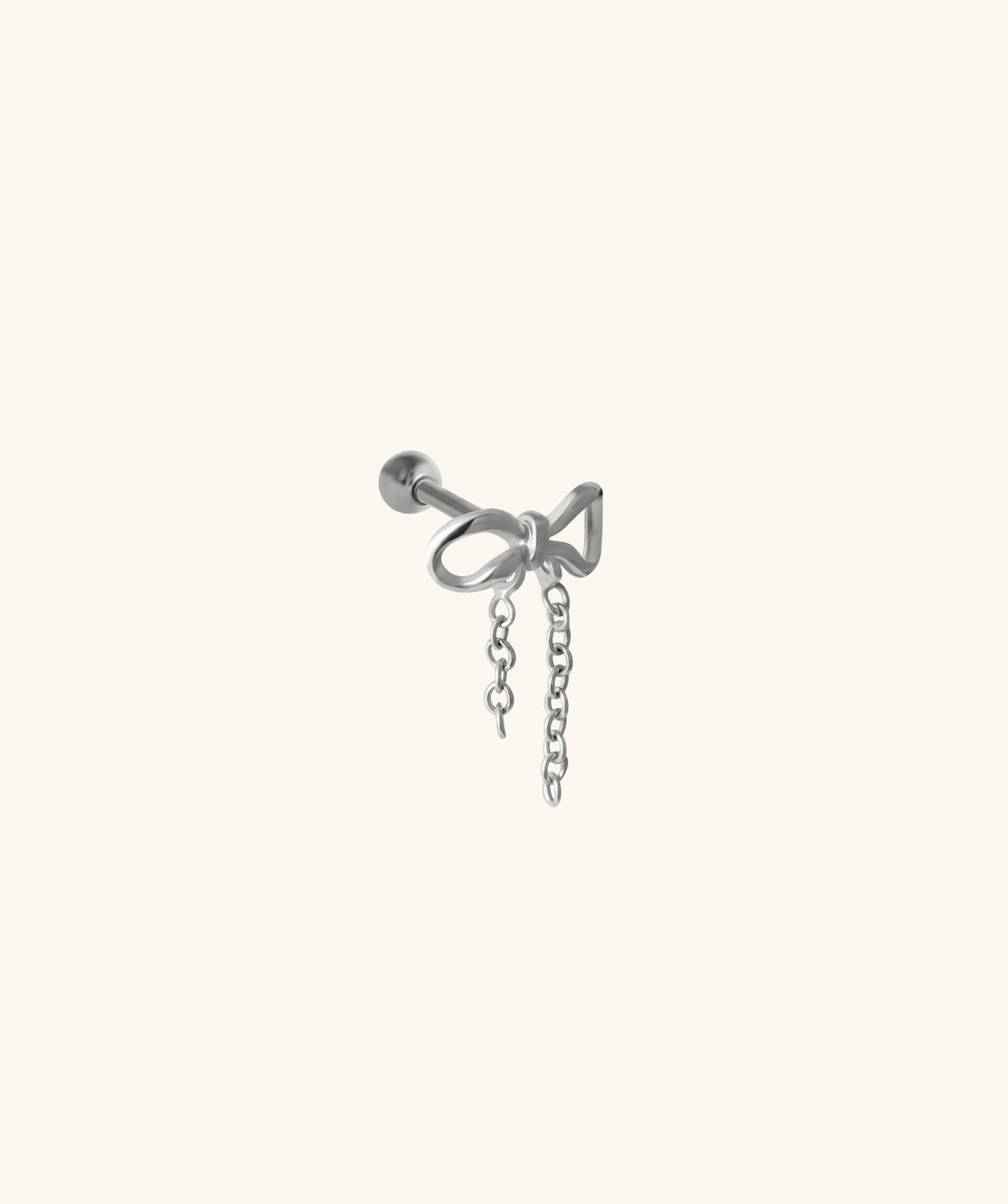 Sweet Bow Chain Drop - Stainless Steel - Upper Lobe, Helix, Flat - Oumo Jewelry