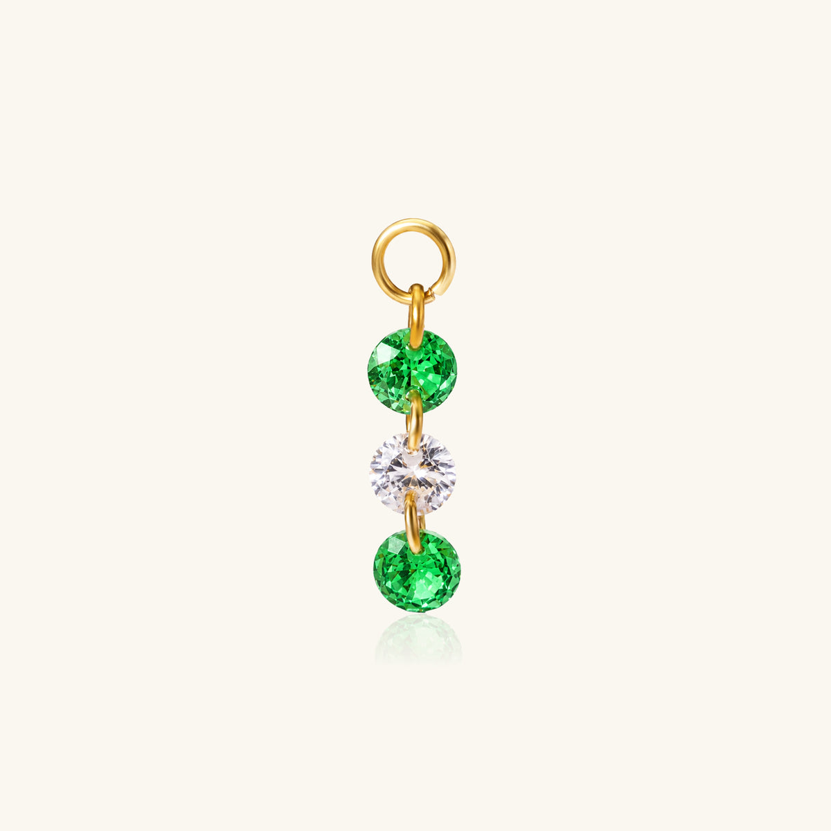 Three Round CZ Charm Drop - Stainless Steel - Oumo Jewelry