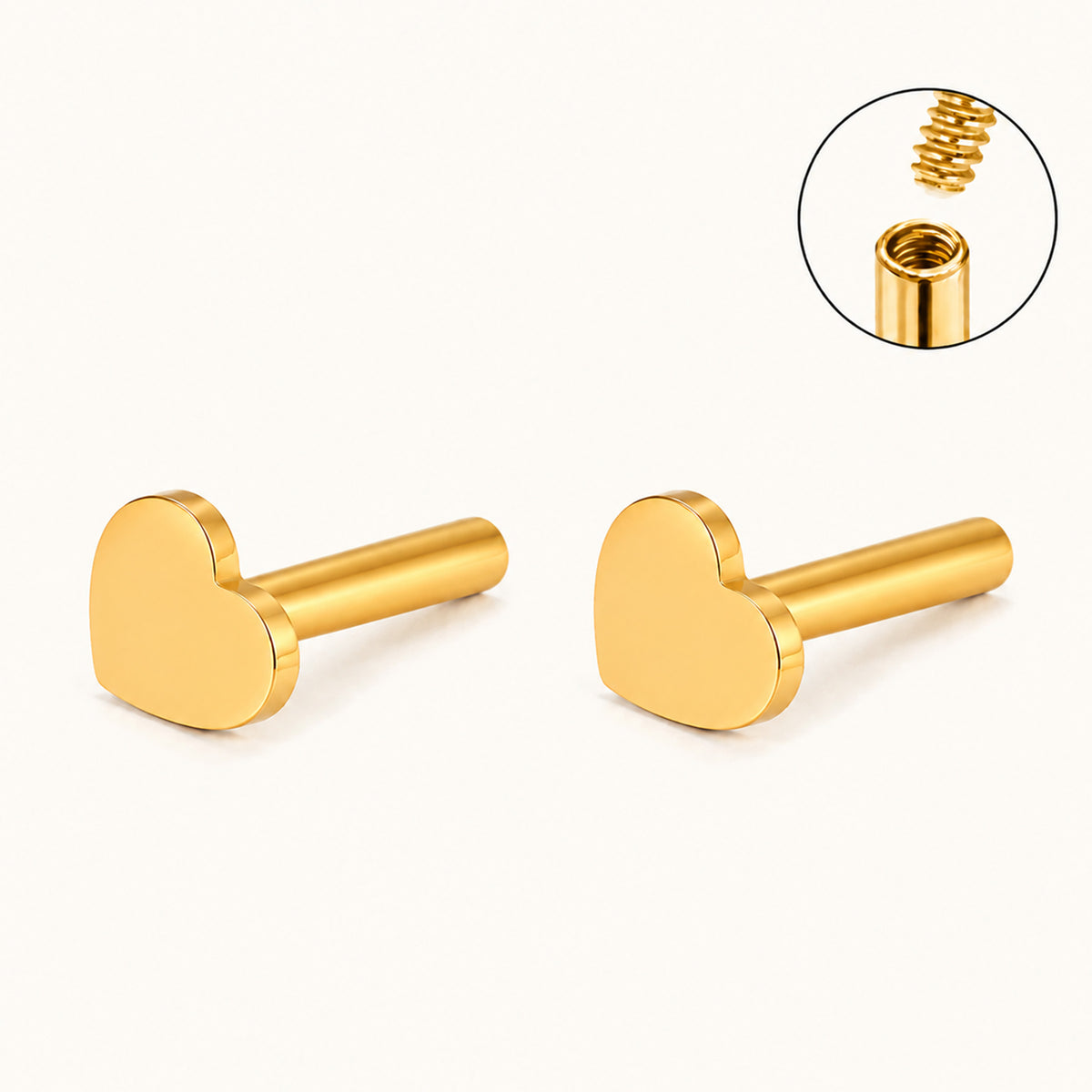 Heart Internal Threaded Flat Back Post (Titanium)