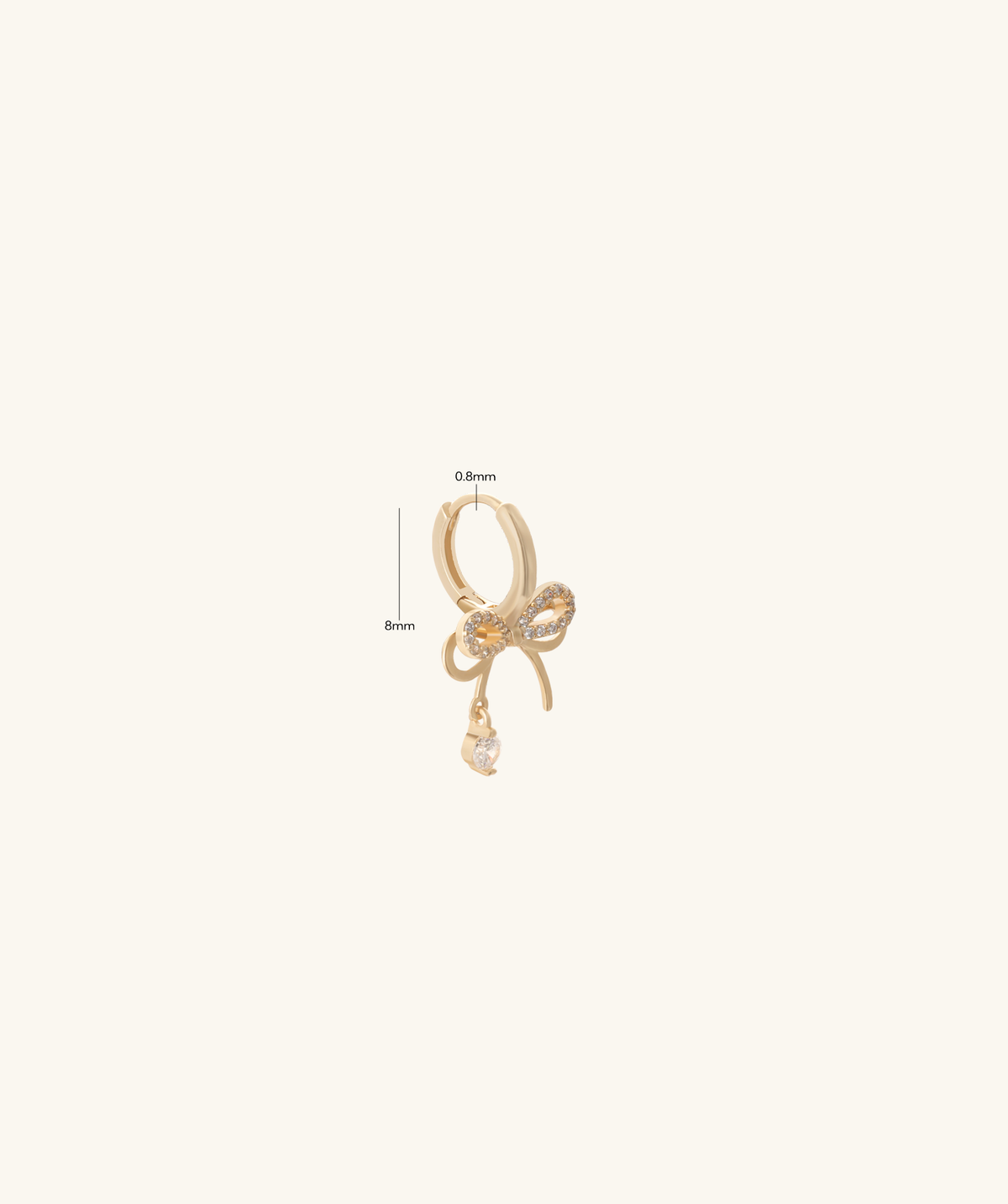 Sweet Bow Drop - Brass - Upper Lobe, Lobe - Oumo Jewelry