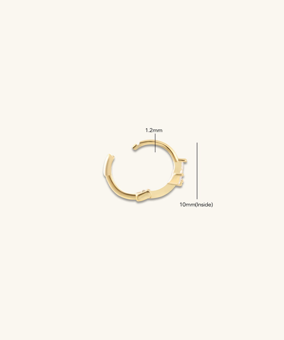 Gem Petal Hoop - Brass - Lobe - Oumo Jewelry