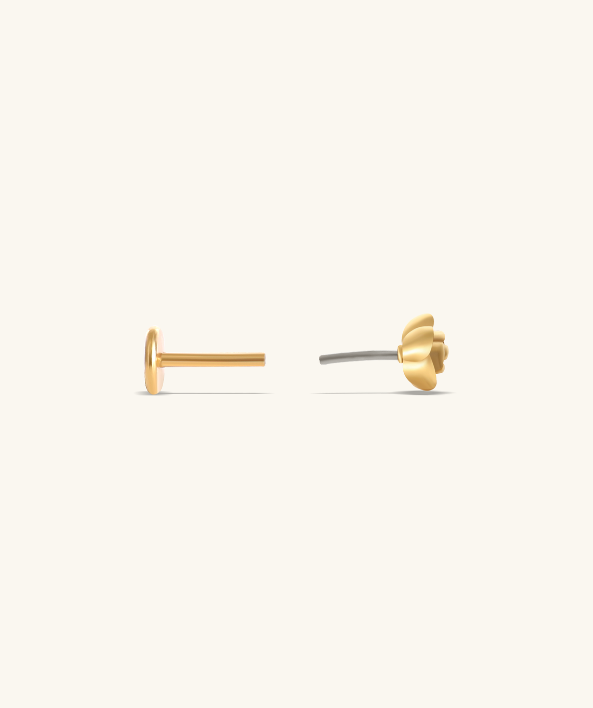 Rose Flatback Stud - Stainless Steel - Helix, Upper Lobe, Conch - Oumo Jewelry