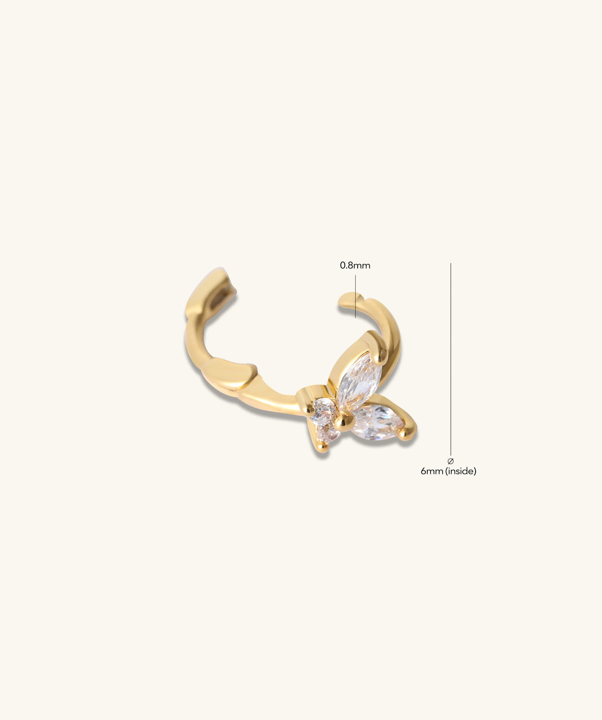 Shiny Butterfly Hoop - Brass - Helix - Oumo Jewelry