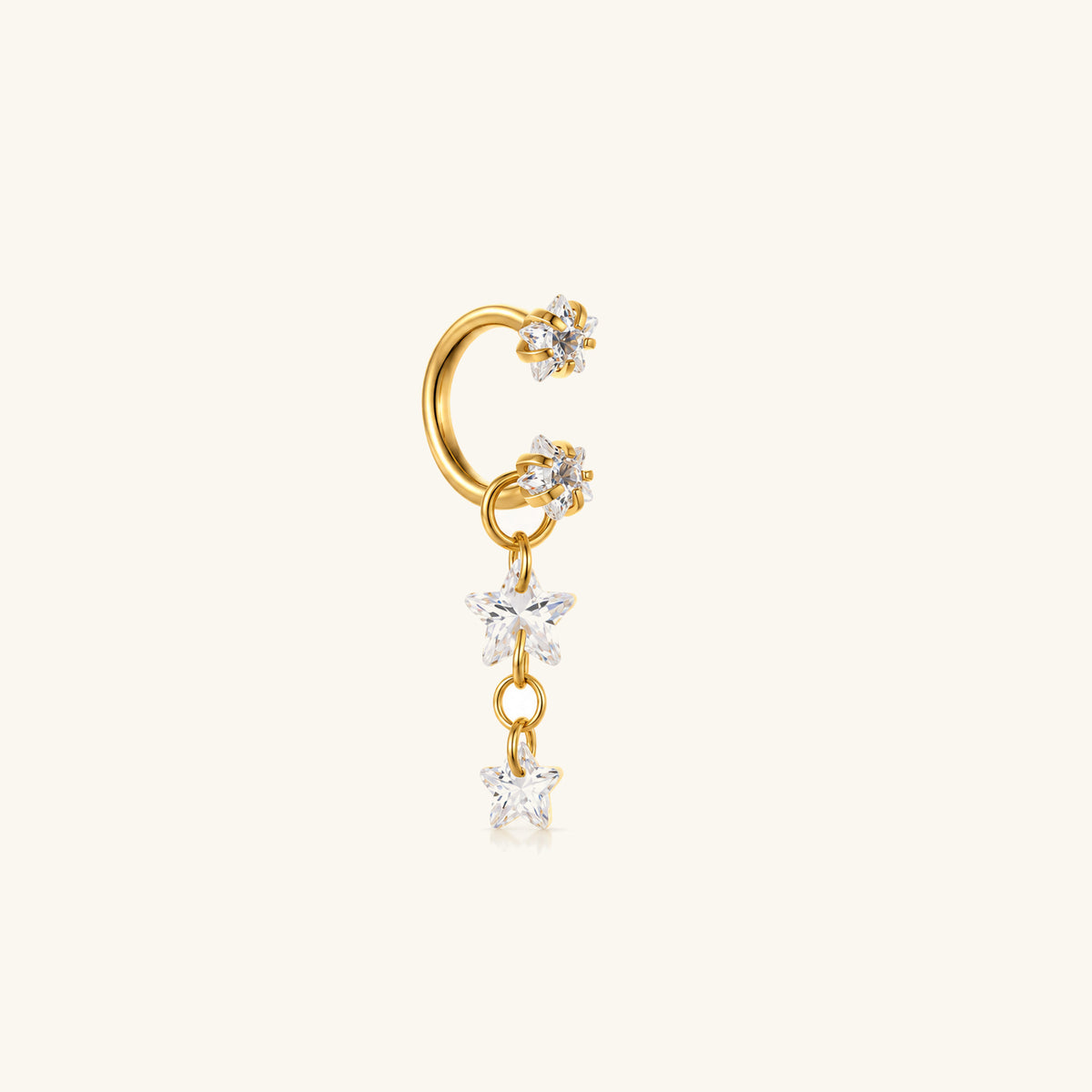 Starfall Chain Charm Horseshoe Ring - OumoJewelry