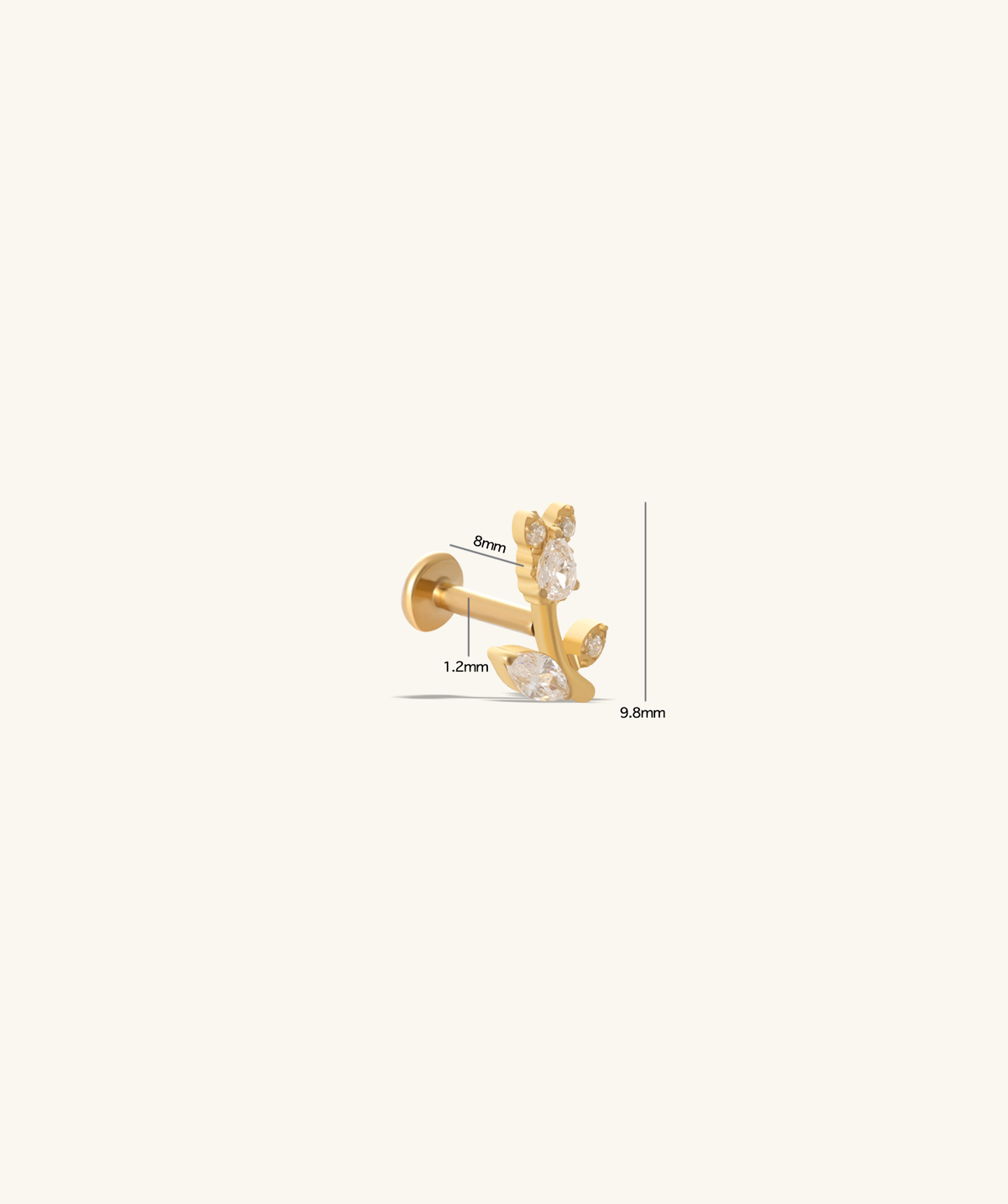 Titanium Tulip Flatback Stud - Titanium - Helix, Upper Lobe, Conch - Oumo Jewelry