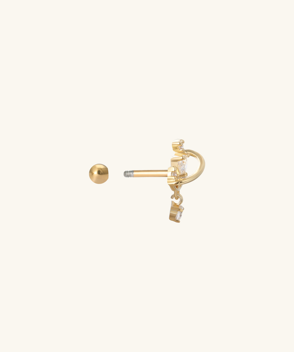 Halo Stud - Stainless Steel - Upper Lobe, Helix, Flat - Oumo Jewelry