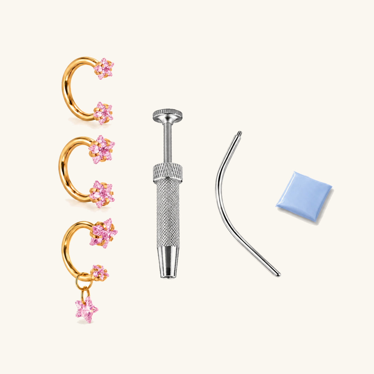Titanium Starry Horseshoe Piercing Kit - OumoJewelry