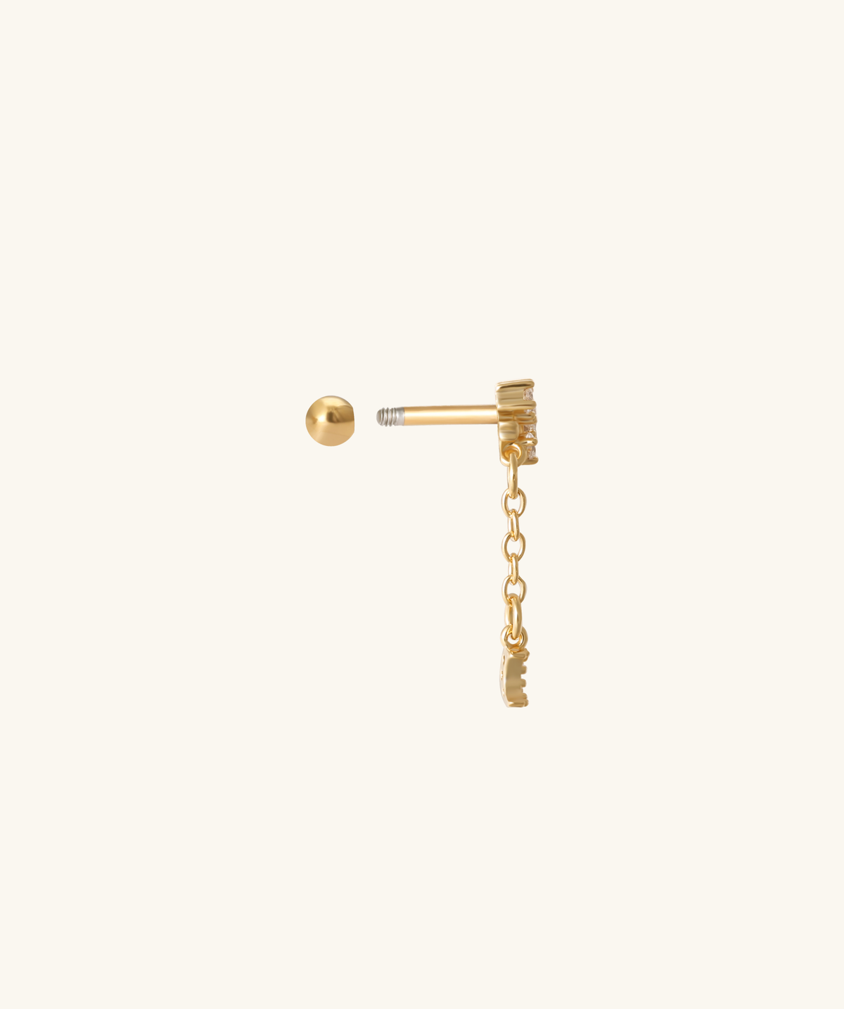 Lunar Dangle Stud - Stainless Steel - Upper Lobe, Helix, Flat - Oumo Jewelry
