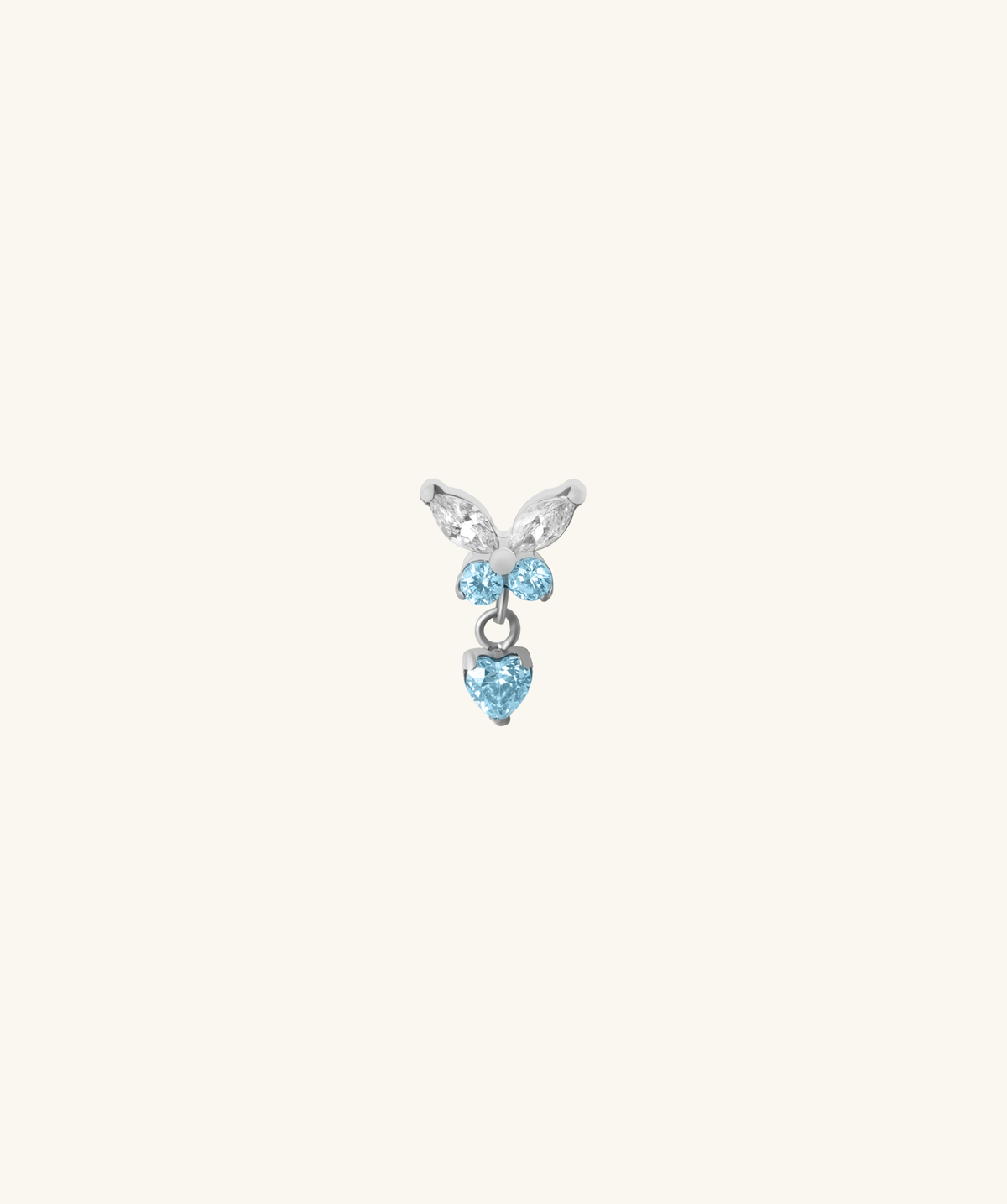 Titanium Charm Butterfly Stud - Titanium - Upper Lobe, Helix, Flat - Oumo Jewelry
