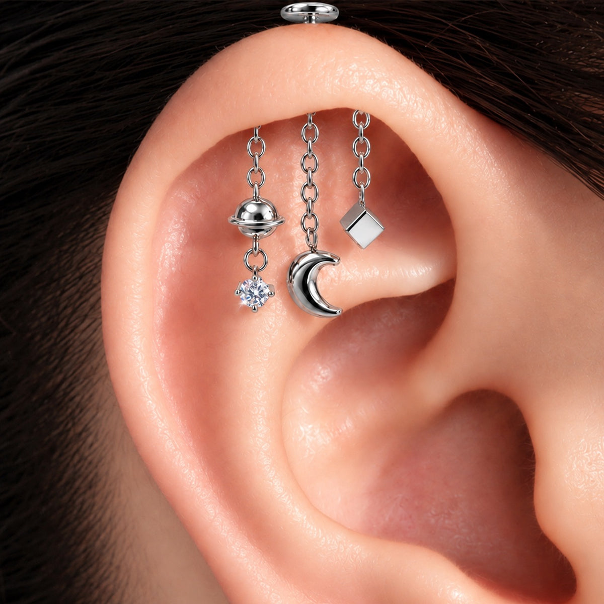 Titanium Leora Vertical Helix - OumoJewelry