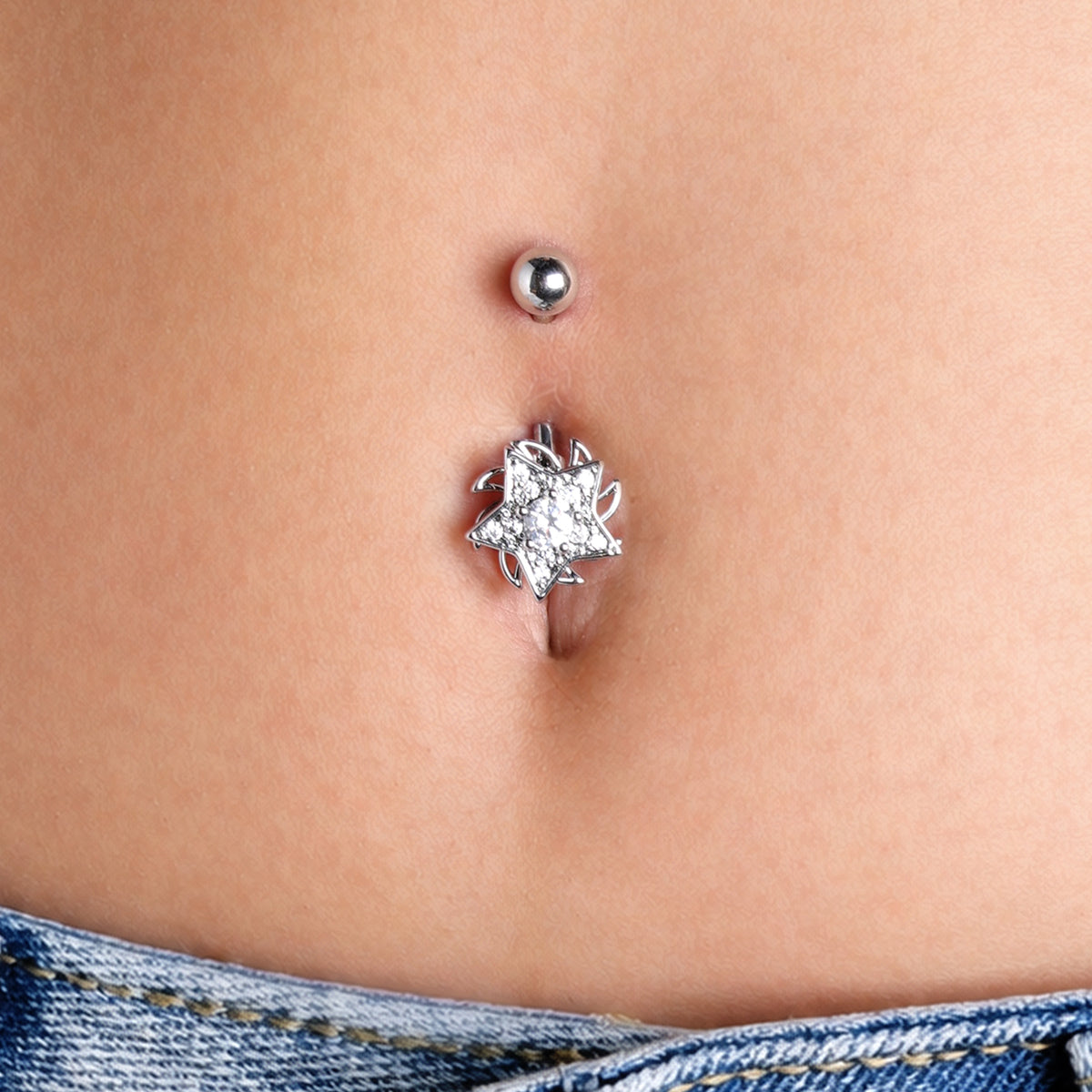 Rotating Star Belly Ring
