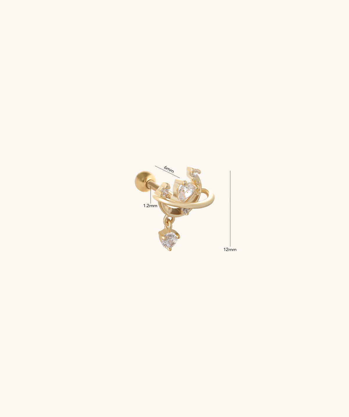 Halo Stud - Stainless Steel - Upper Lobe, Helix, Flat - Oumo Jewelry