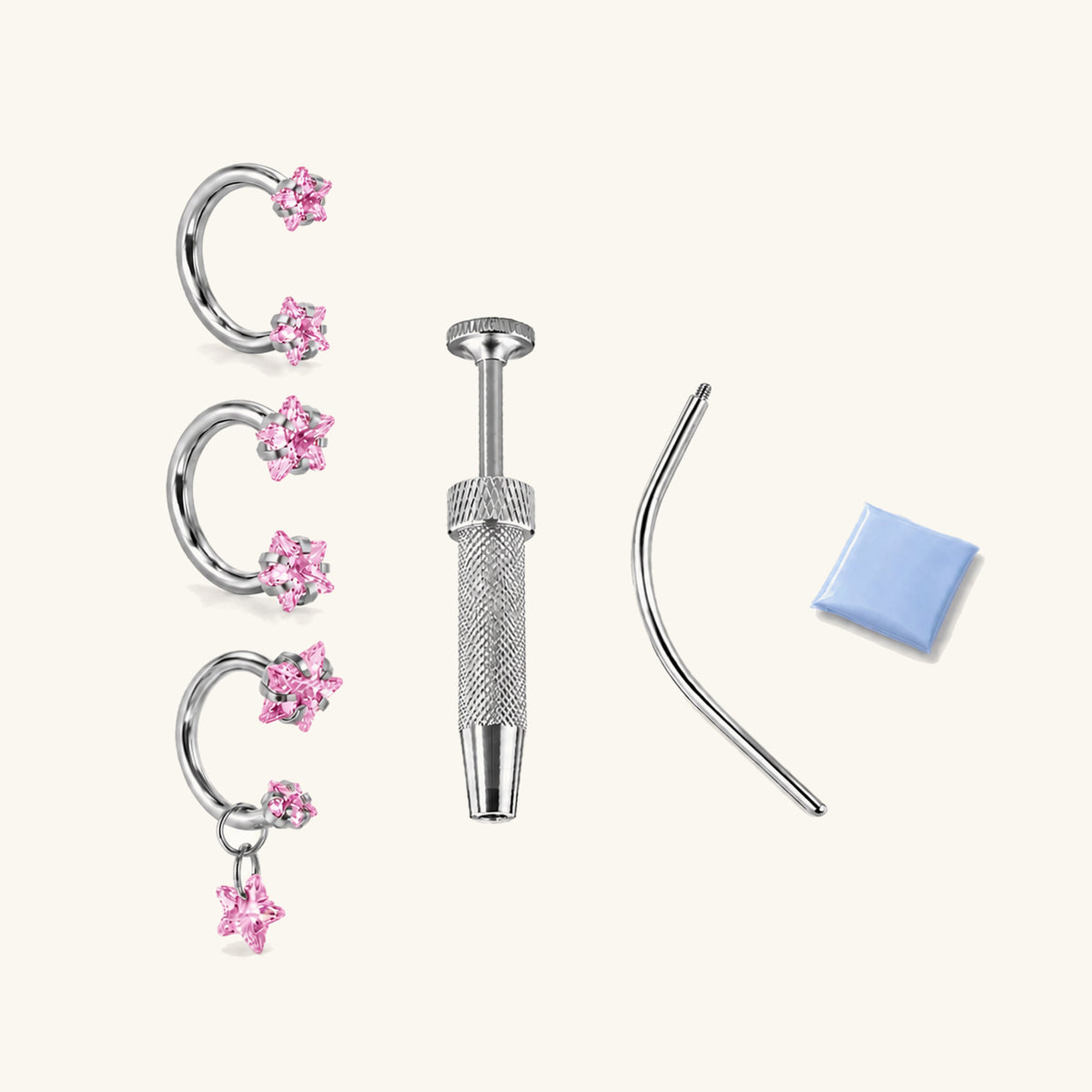 Titanium Starry Horseshoe Piercing Kit - OumoJewelry