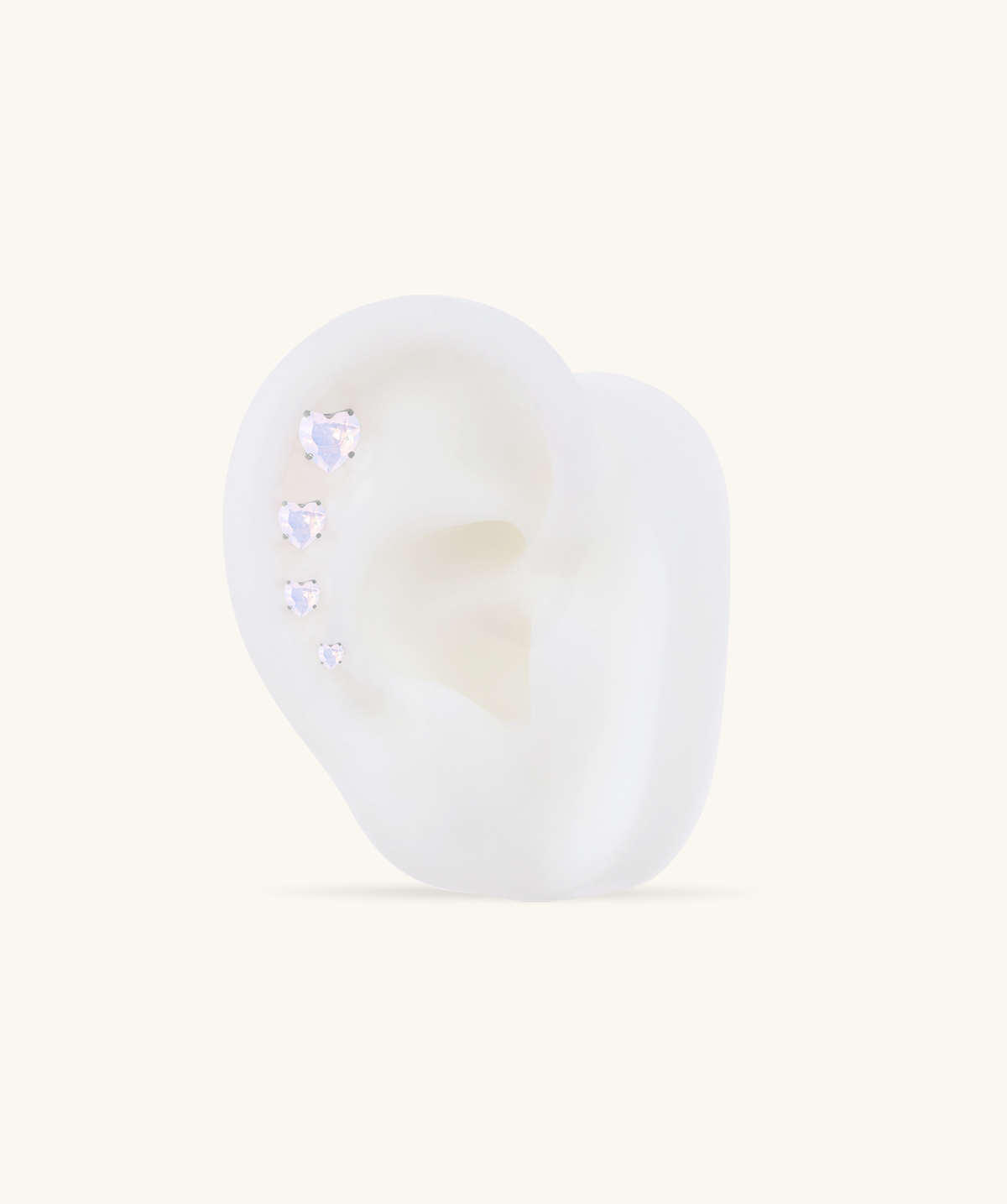 Titanium Pink Opal Heart Stud - Titanium - Helix, Forward Helix, Upper Lobe - Oumo Jewelry