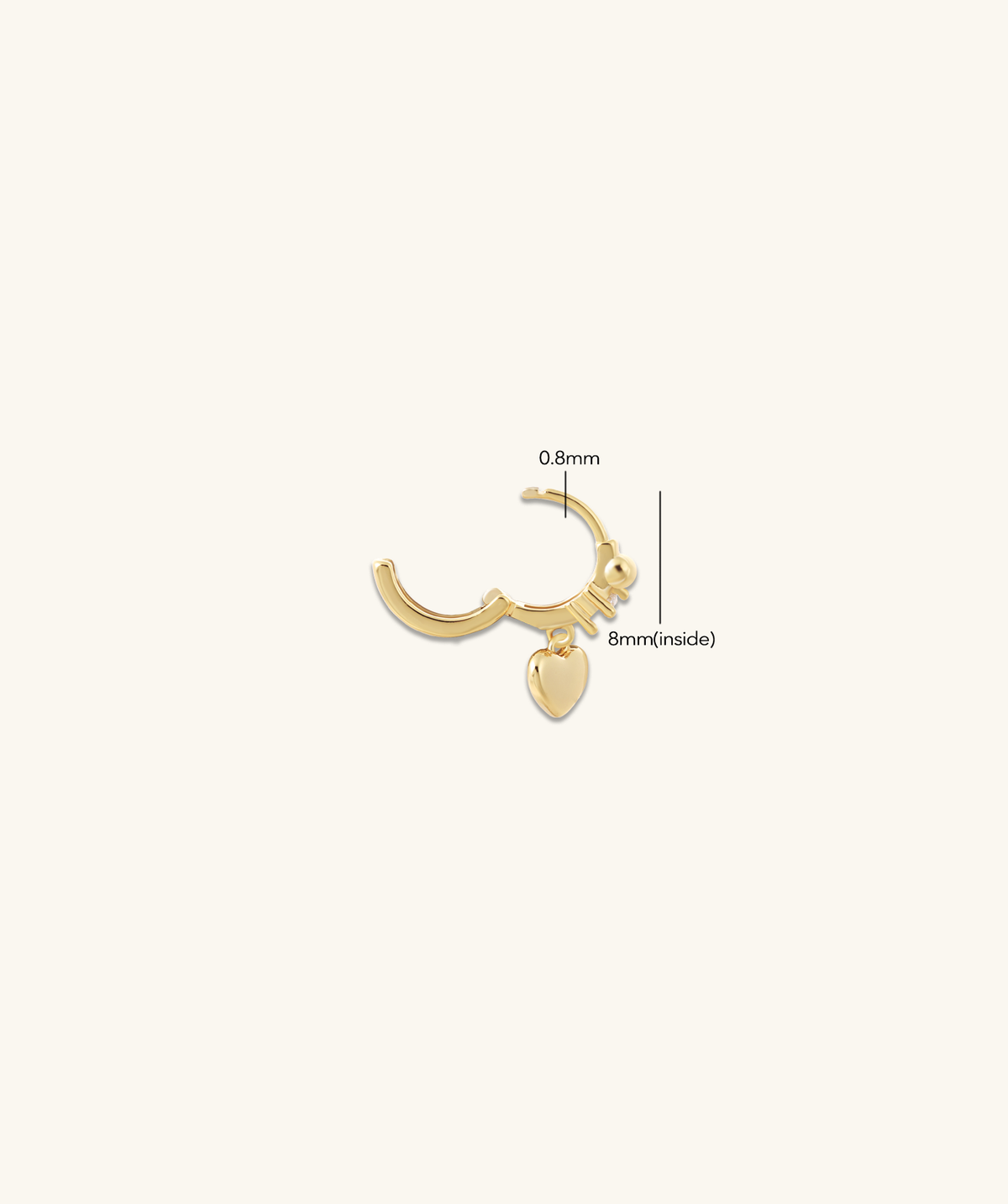 Cute Heart Helix Hoop - Brass - Upper Lobe, Helix - Oumo Jewelry