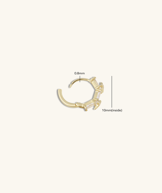 Starburst Square Gem Hoop - OumoJewelry