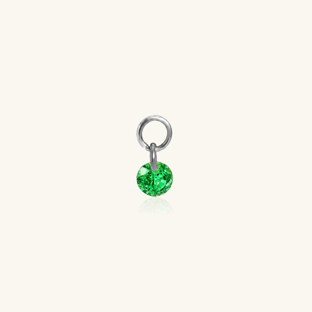 Single Round CZ Charm Drop - Stainless Steel - Oumo Jewelry