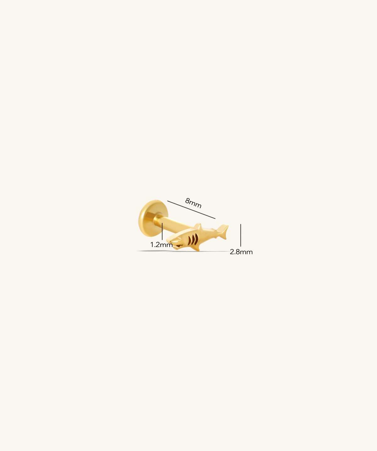Titanium Shark Stud - Titanium - Helix, Forward Helix, Upper Lobe - Oumo Jewelry
