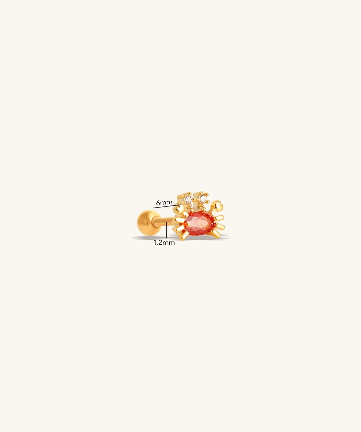 Crab Stud - Stainless Steel - Upper Lobe, Helix - Oumo Jewelry