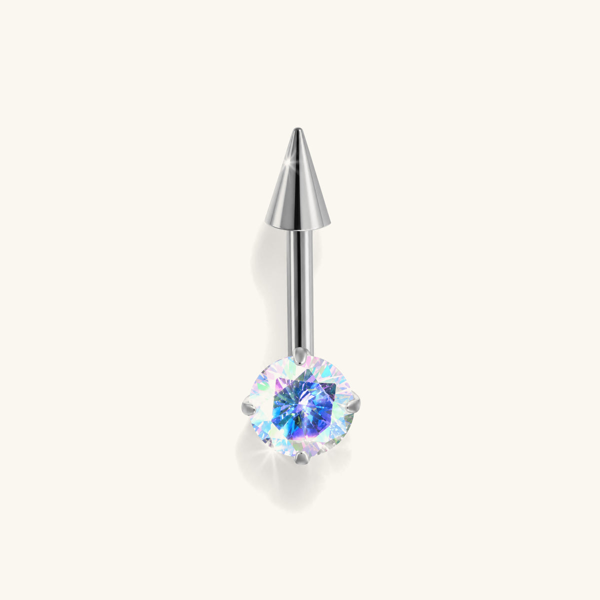 Titanium Spike Gem Vertical Stud - OumoJewelry