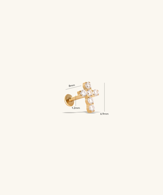Titanium Cross Gems Flatback Stud - OumoJewelry