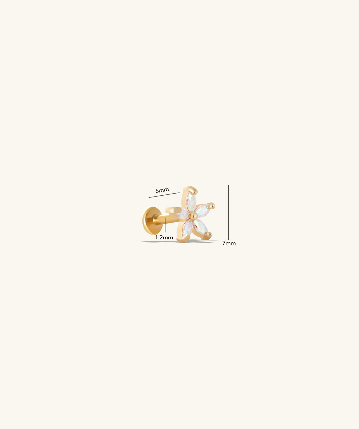 Flower Flatback Stud - Stainless Steel - Helix, Upper Lobe, Conch - Oumo Jewelry