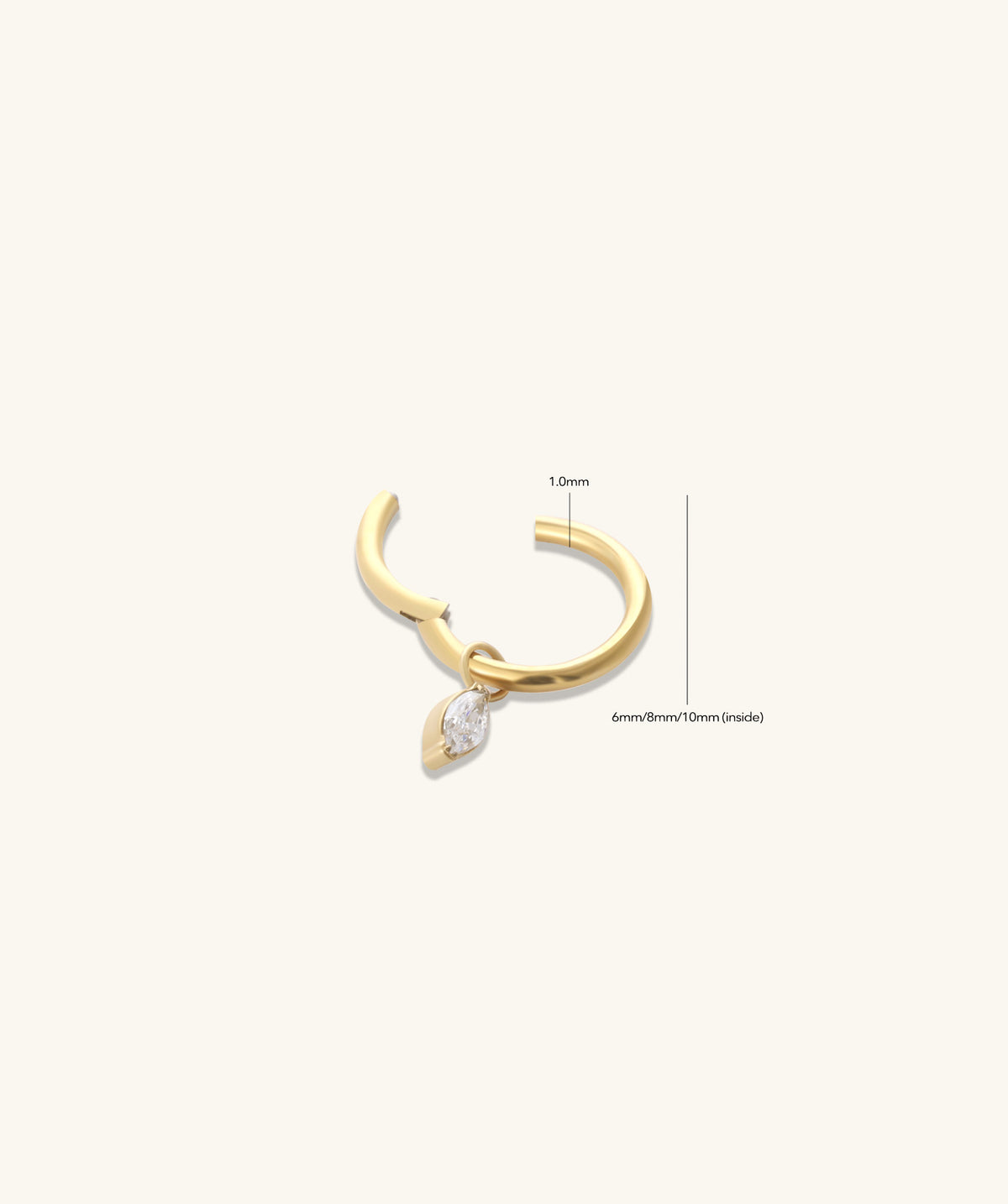 Titanium Marquise Dangle - Titanium - Lobe, Upper Lobe, Helix - Oumo Jewelry