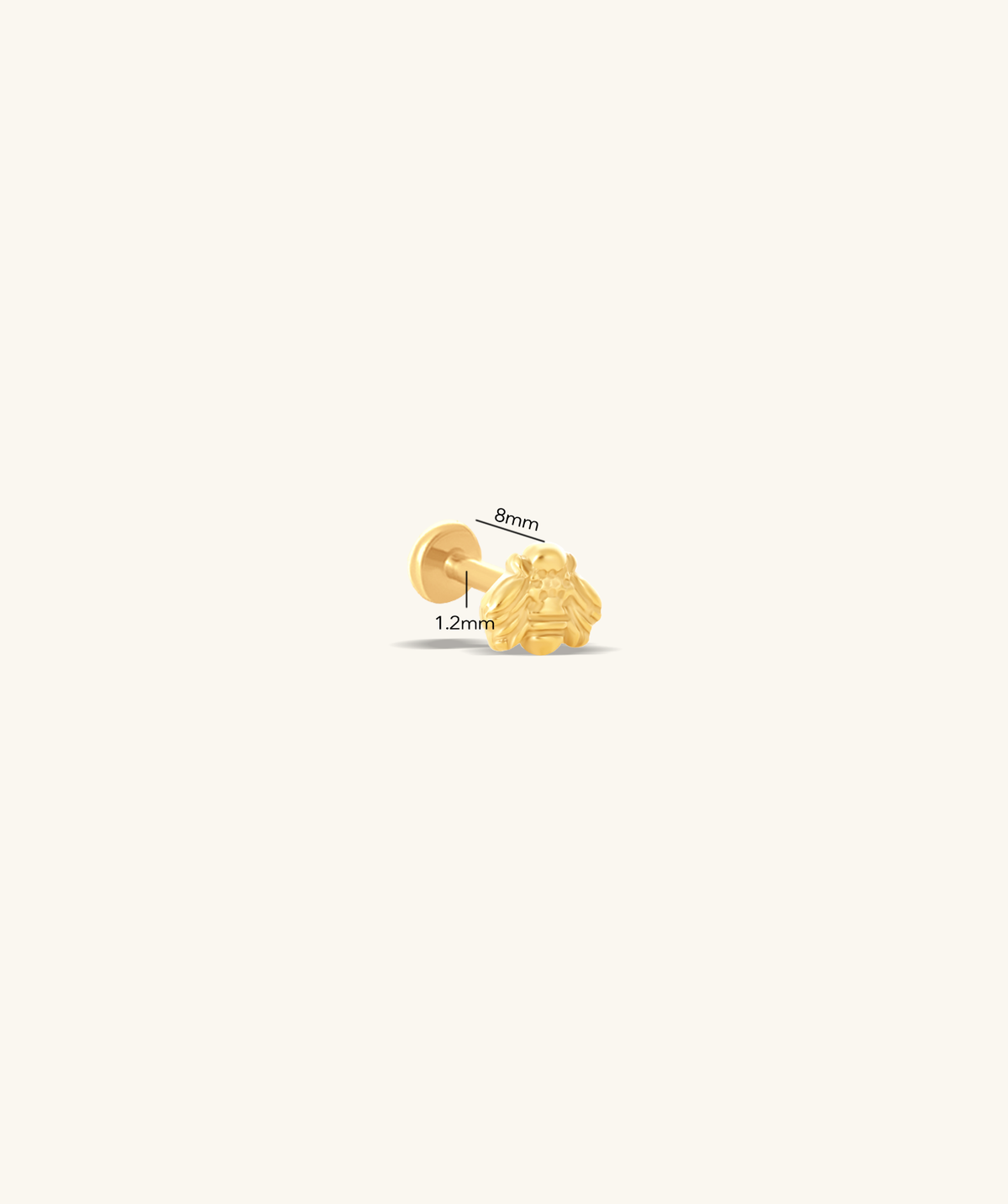 Titanium Bee Flatback Stud - Titanium - Helix, Upper Lobe, Conch - Oumo Jewelry