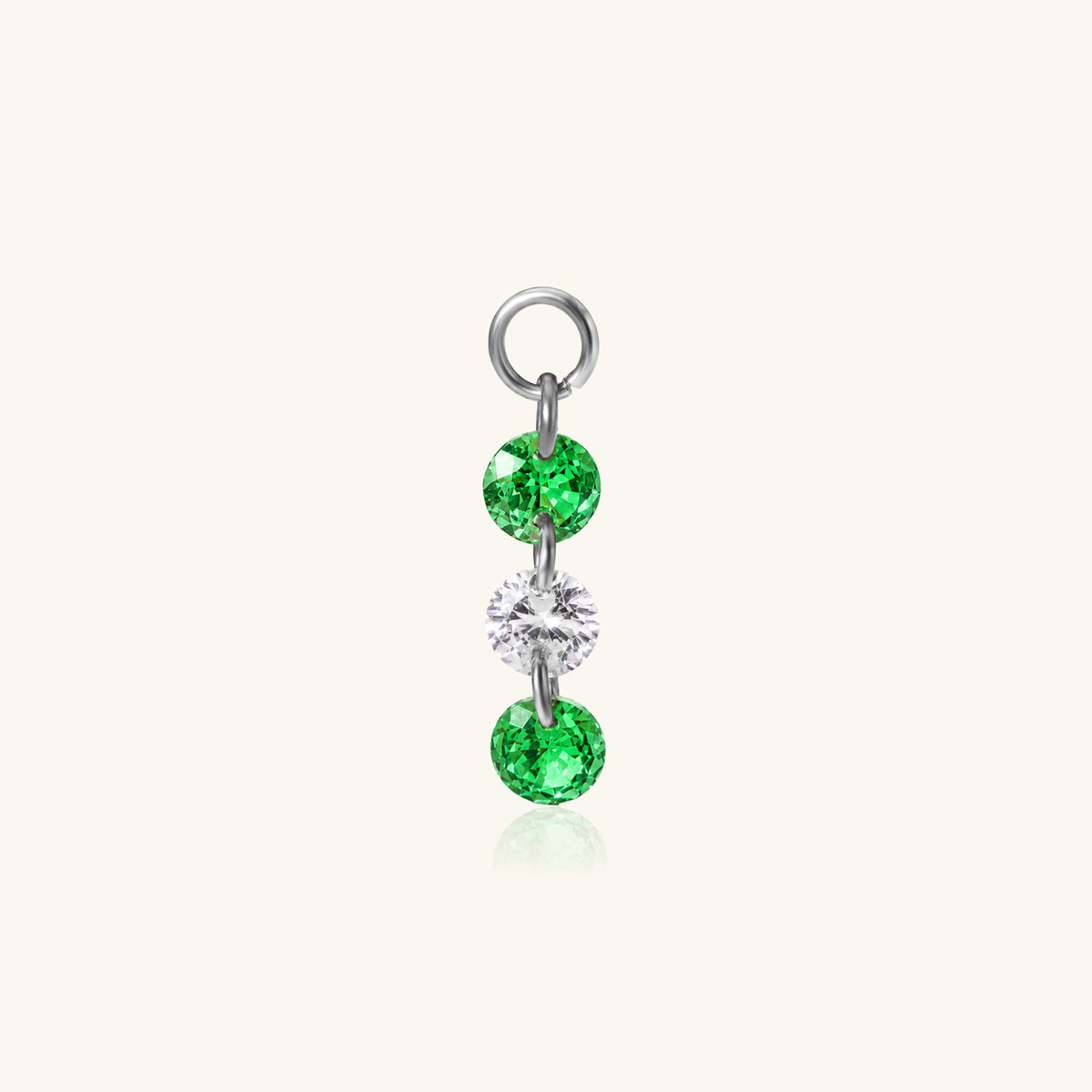 Three Round CZ Charm Drop - Stainless Steel - Oumo Jewelry