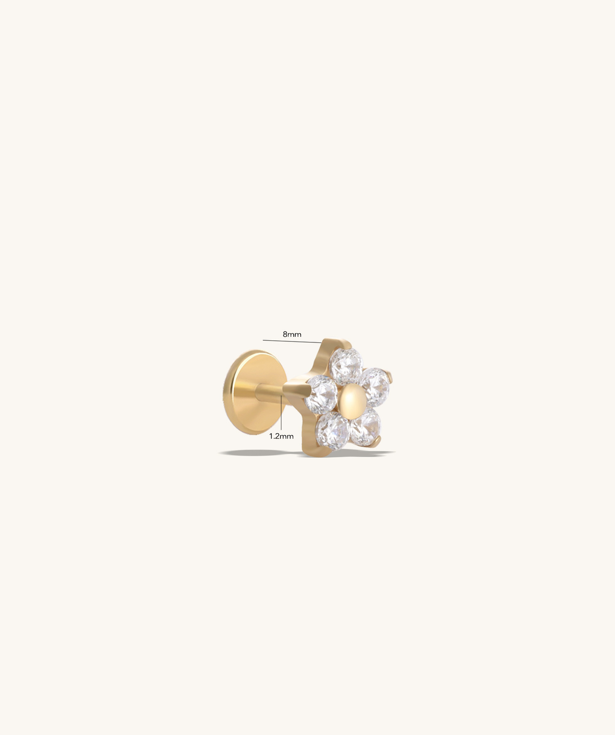 Titanium Flower Flatback Stud - Titanium - Helix, Forward Helix, Upper Lobe - Oumo Jewelry