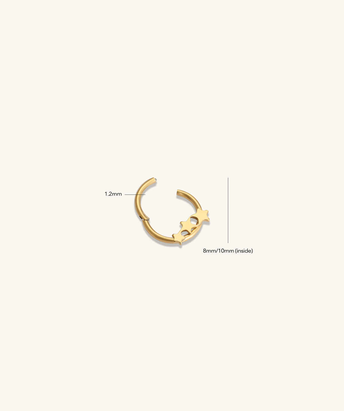 Titanium Trio Star Clicker Hoop - Titanium - Daith, Septum - Oumo Jewelry
