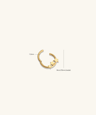 Titanium Trio Star Clicker Hoop - OumoJewelry