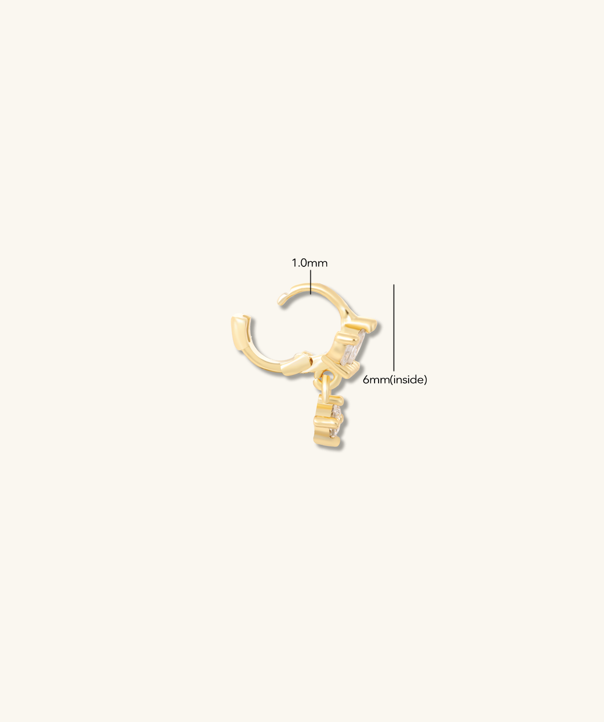 Marquise Helix Hoop - Brass - Upper Lobe, Helix - Oumo Jewelry