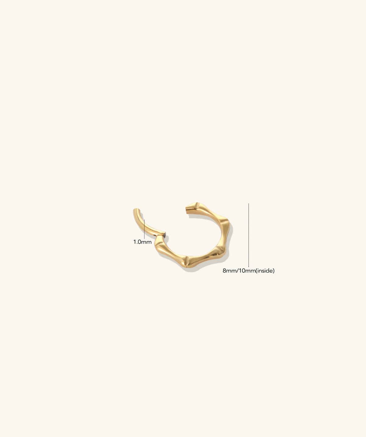 Bamboo Shape Clicker Hoop - Stainless Steel - Lobe, Upper Lobe, Helix - Oumo Jewelry