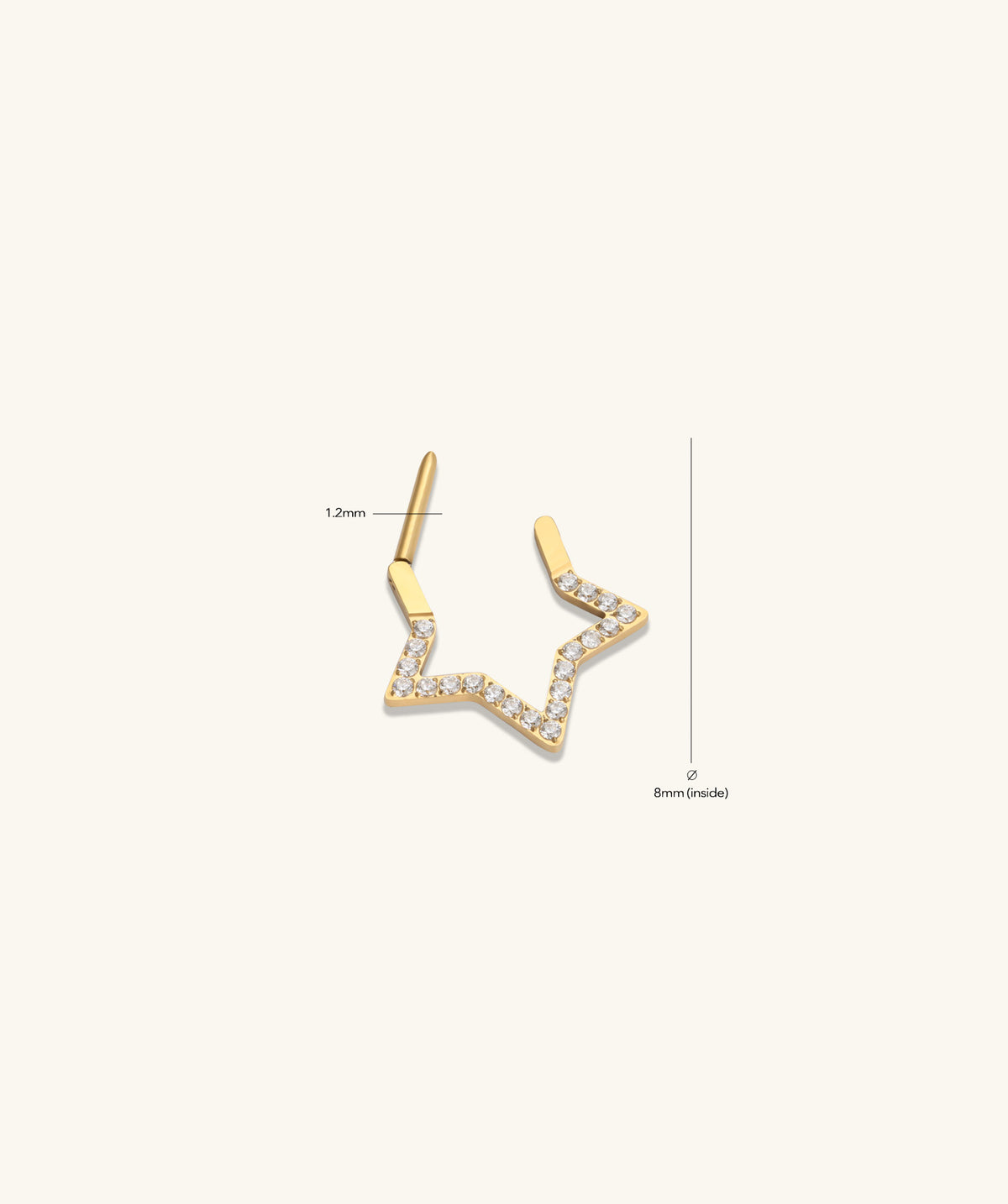 Titanium Sparkle Star Clicker Hoop - Titanium - Daith, Septum - Oumo Jewelry