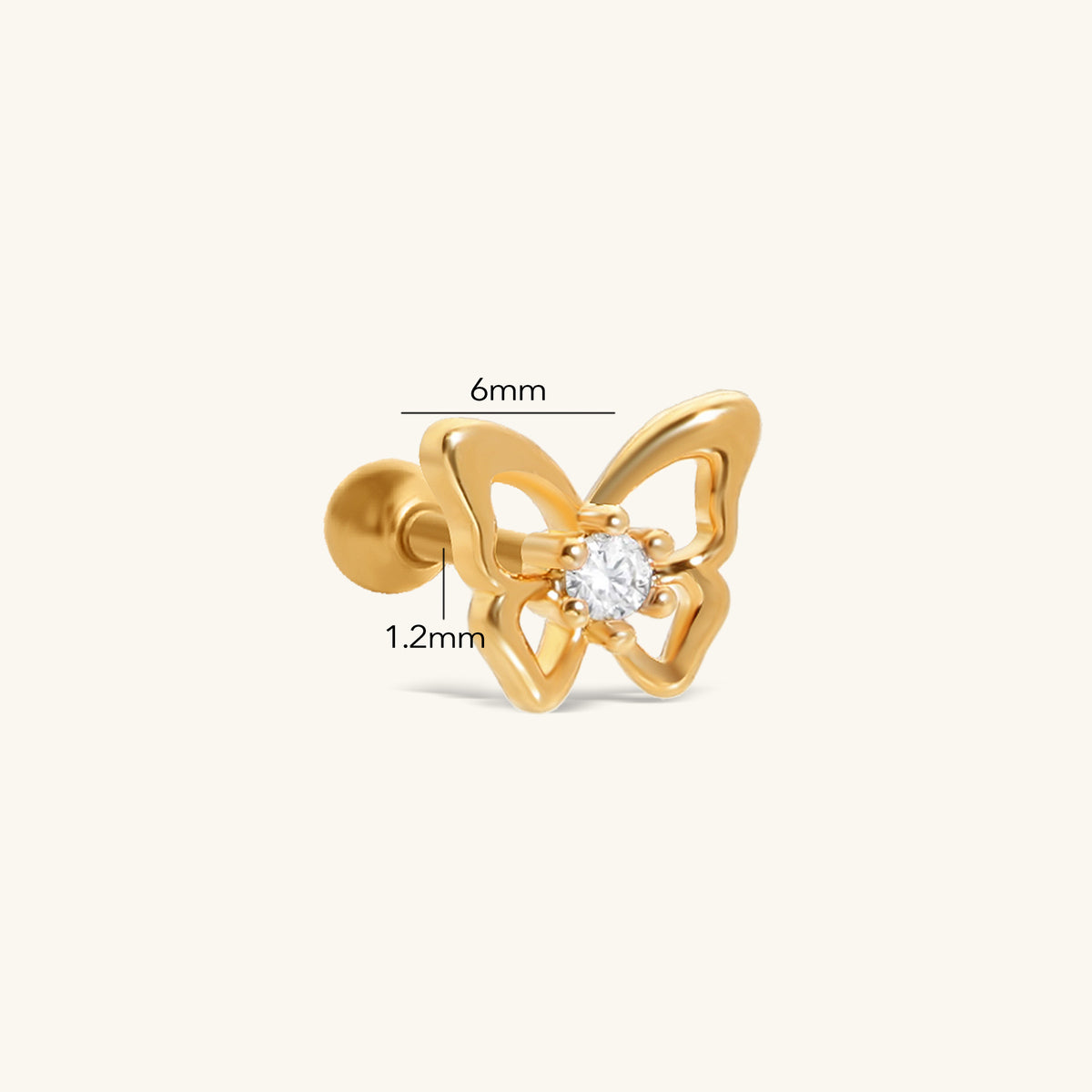 Lyra Butterfly Stud - Stainless Steel - Upper Lobe - Oumo Jewelry