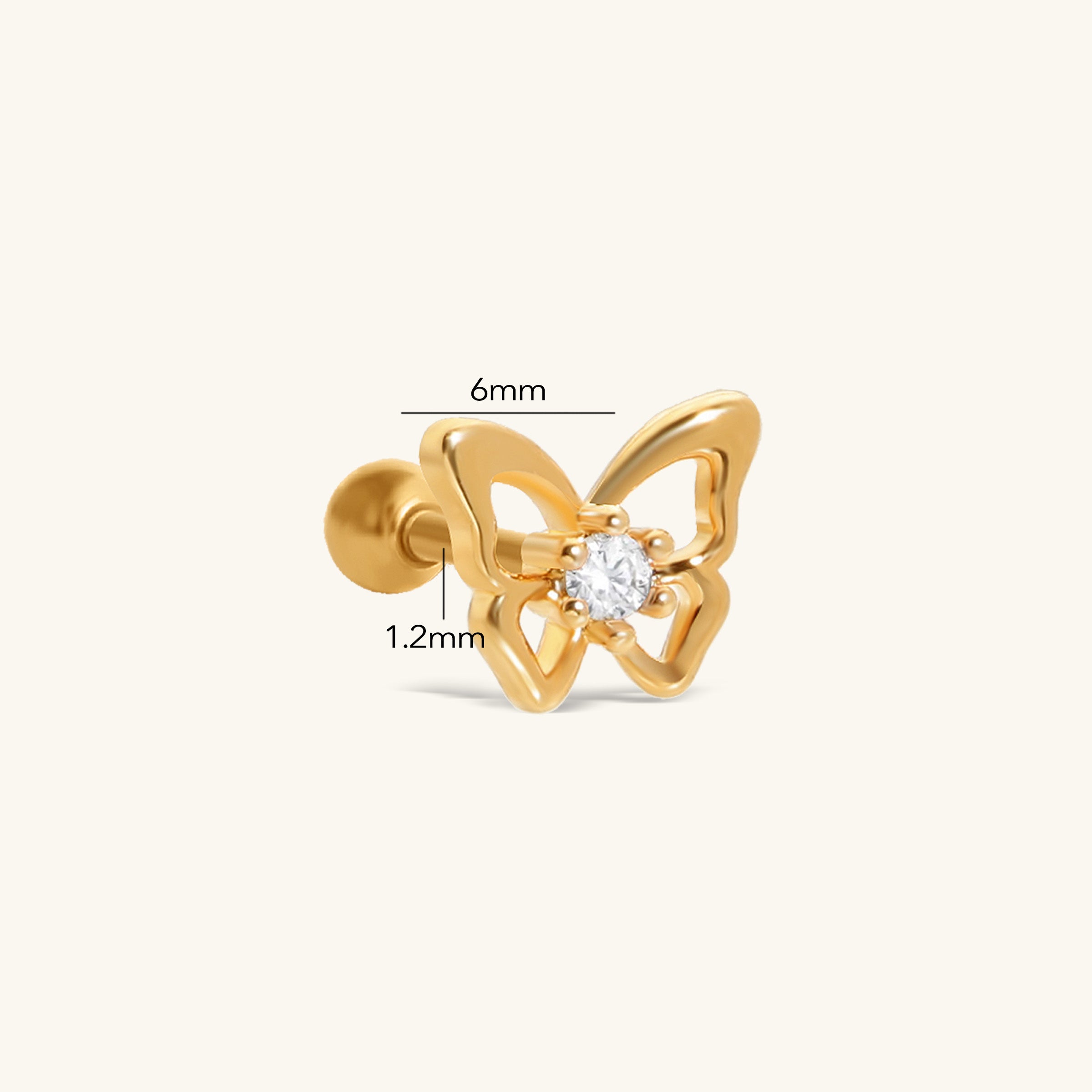 Lyra Butterfly Stud - Stainless Steel - Upper Lobe - Oumo Jewelry