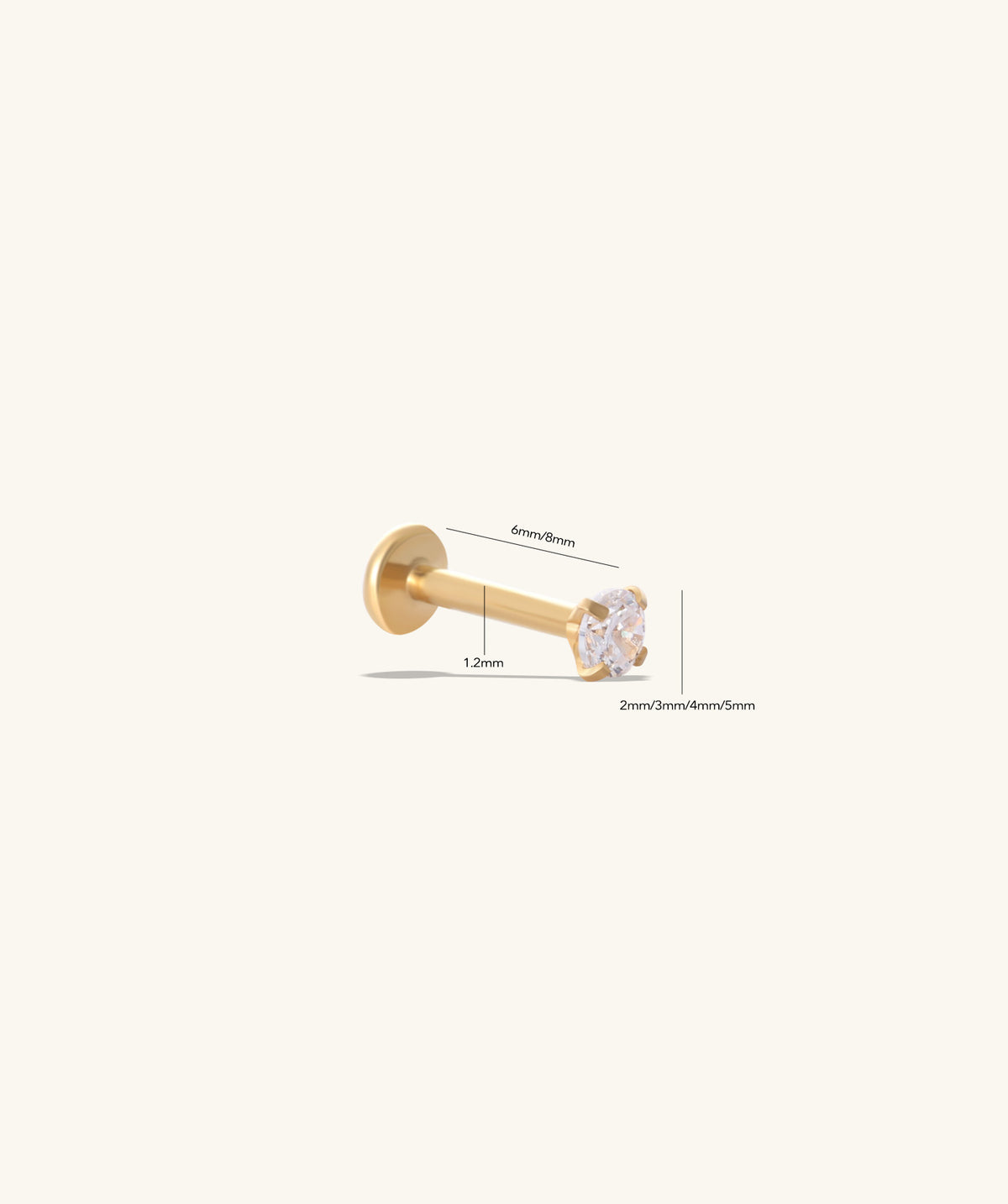 Internal Threaded Flatback Stud - Stainless Steel - Helix, Forward Helix, Upper Lobe - Oumo Jewelry