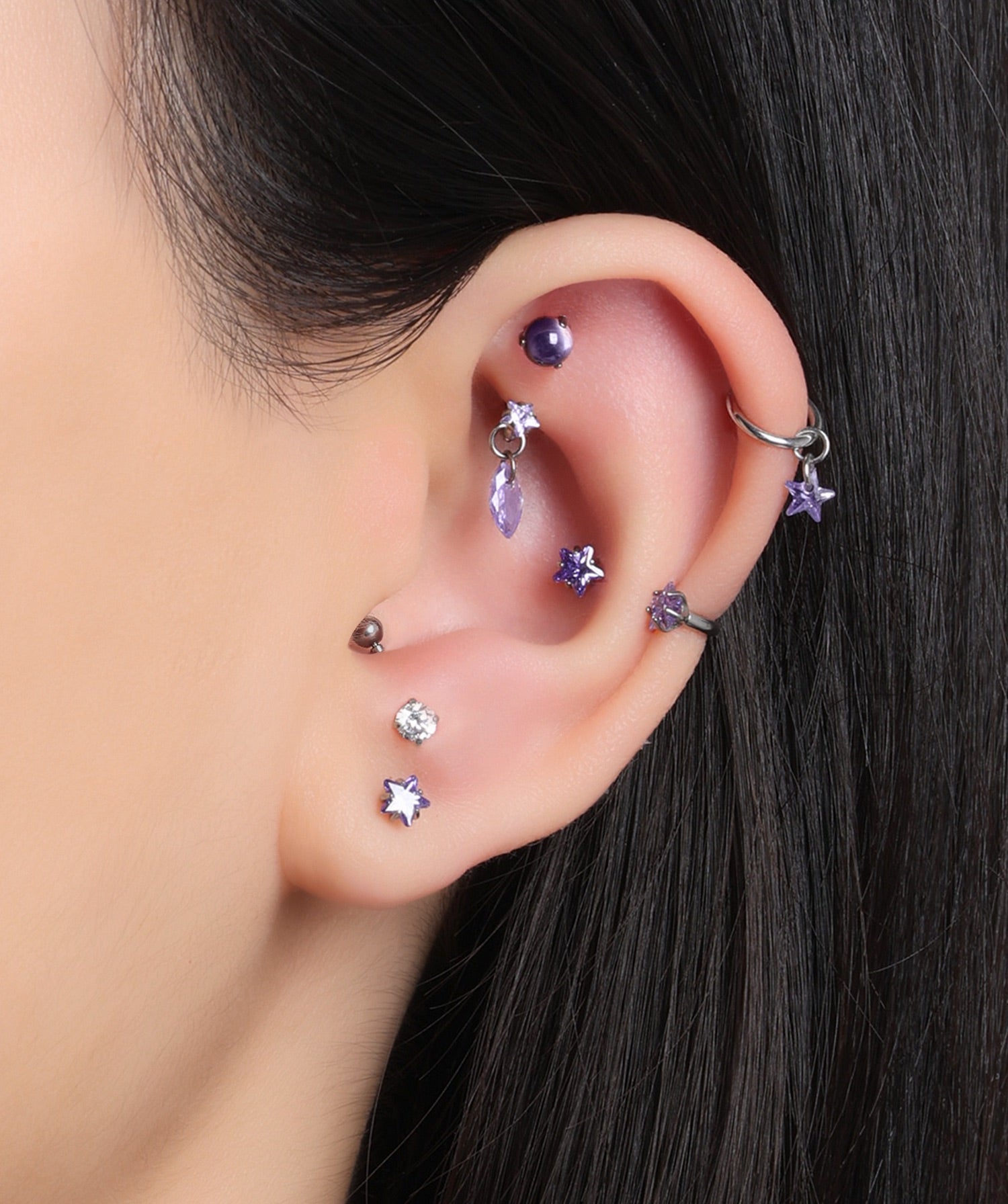 Titanium Zodiac Stars Stud