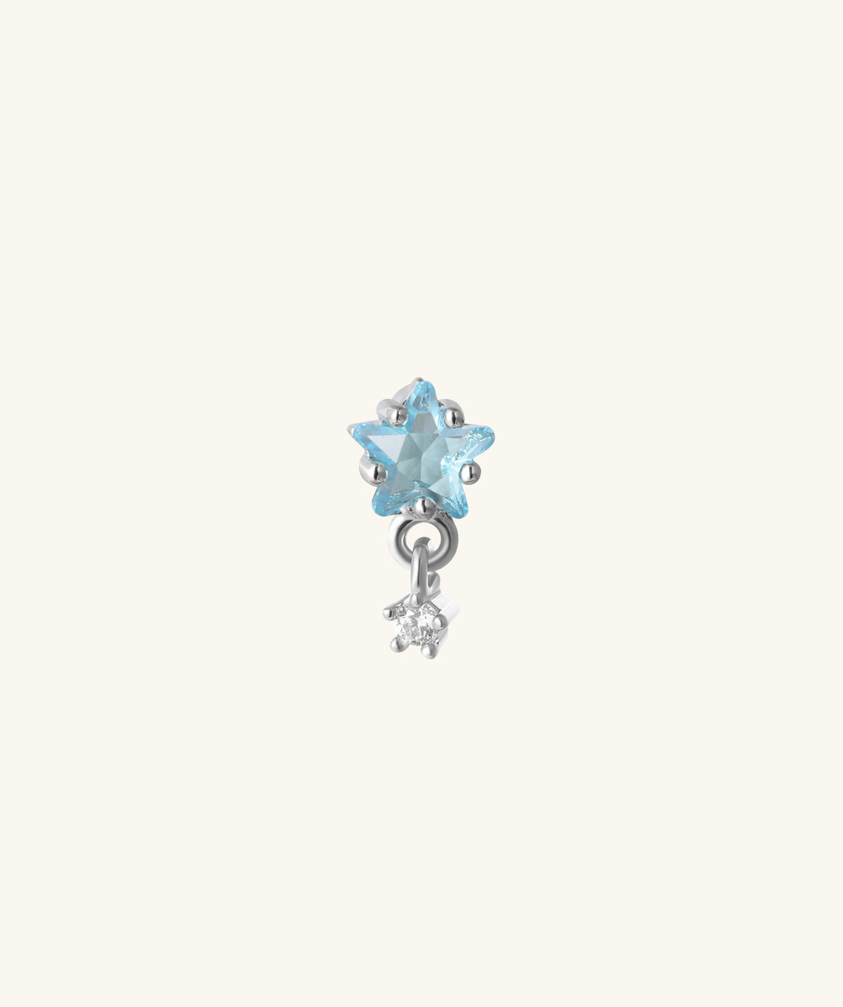Star Gem Drop - Stainless Steel - Upper Lobe, Flat - Oumo Jewelry