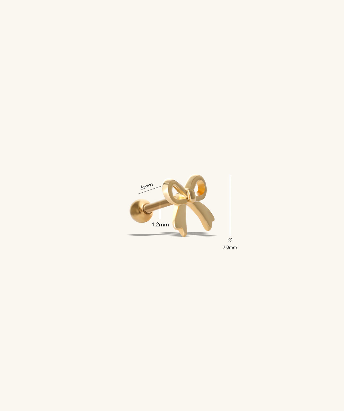Sweet Bow Stud - Stainless Steel - Helix, Upper Lobe, Flat - Oumo Jewelry