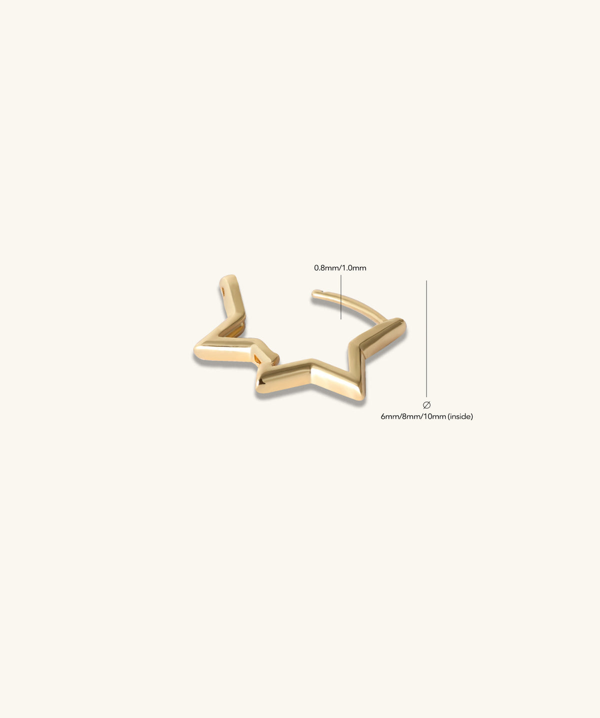 Star Helix Hoop - Brass - Lobe, Upper Lobe, Helix - Oumo Jewelry