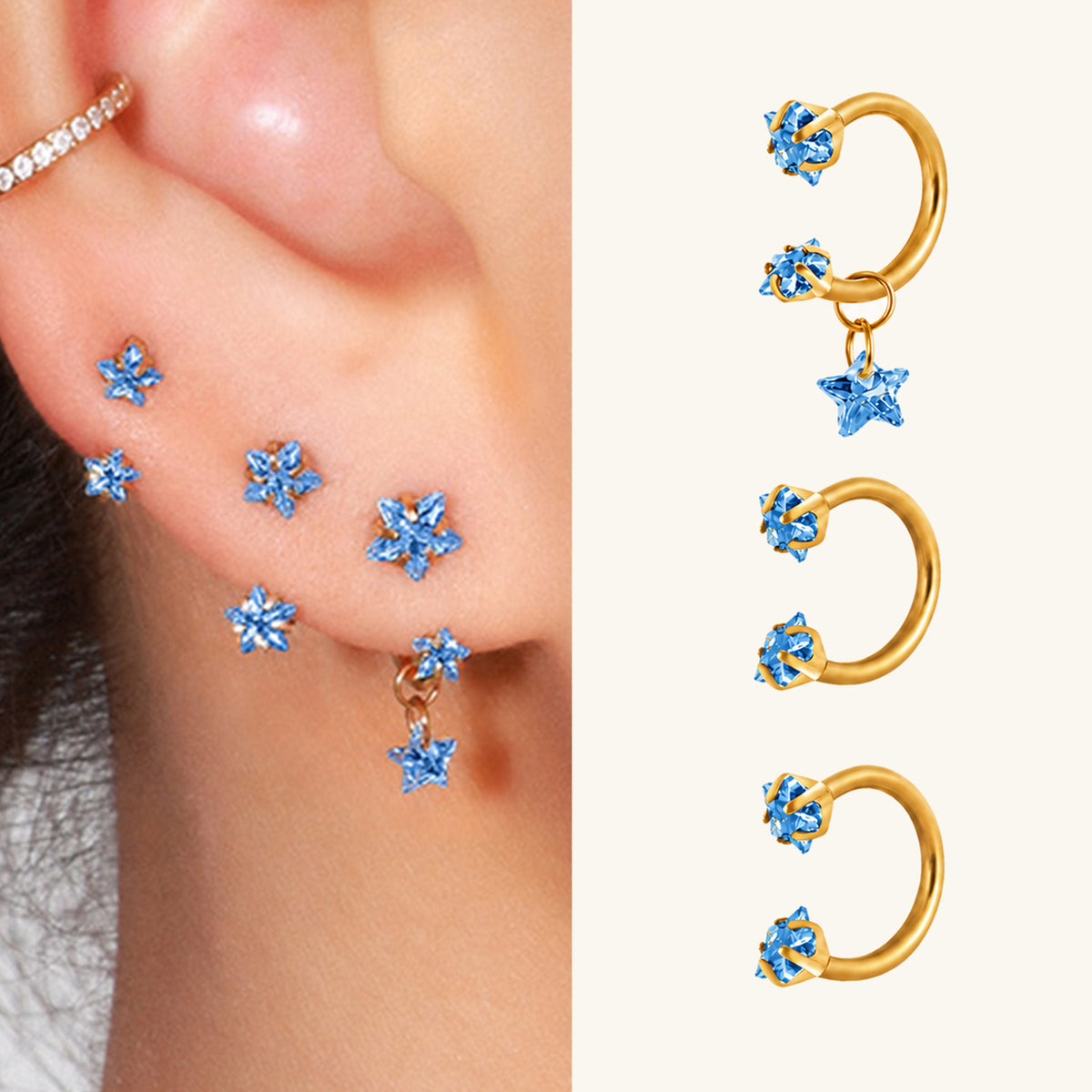 Starry Horseshoe Ring Set