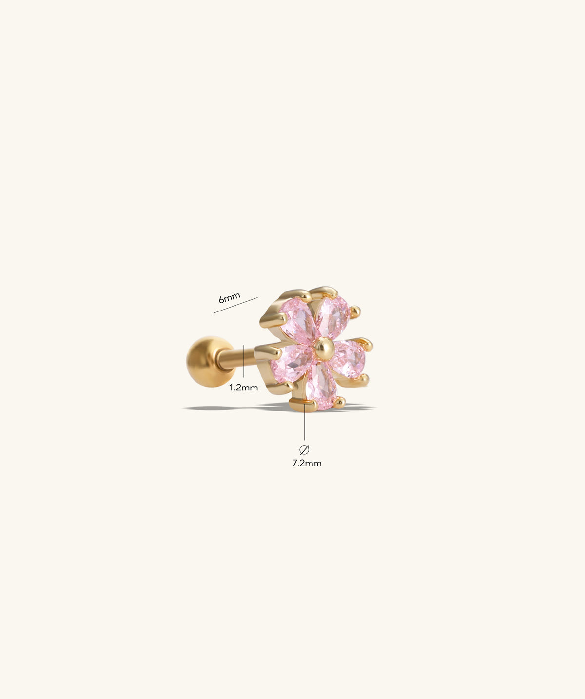 Pink Flower Stud - Stainless Steel - Upper Lobe, Helix - Oumo Jewelry